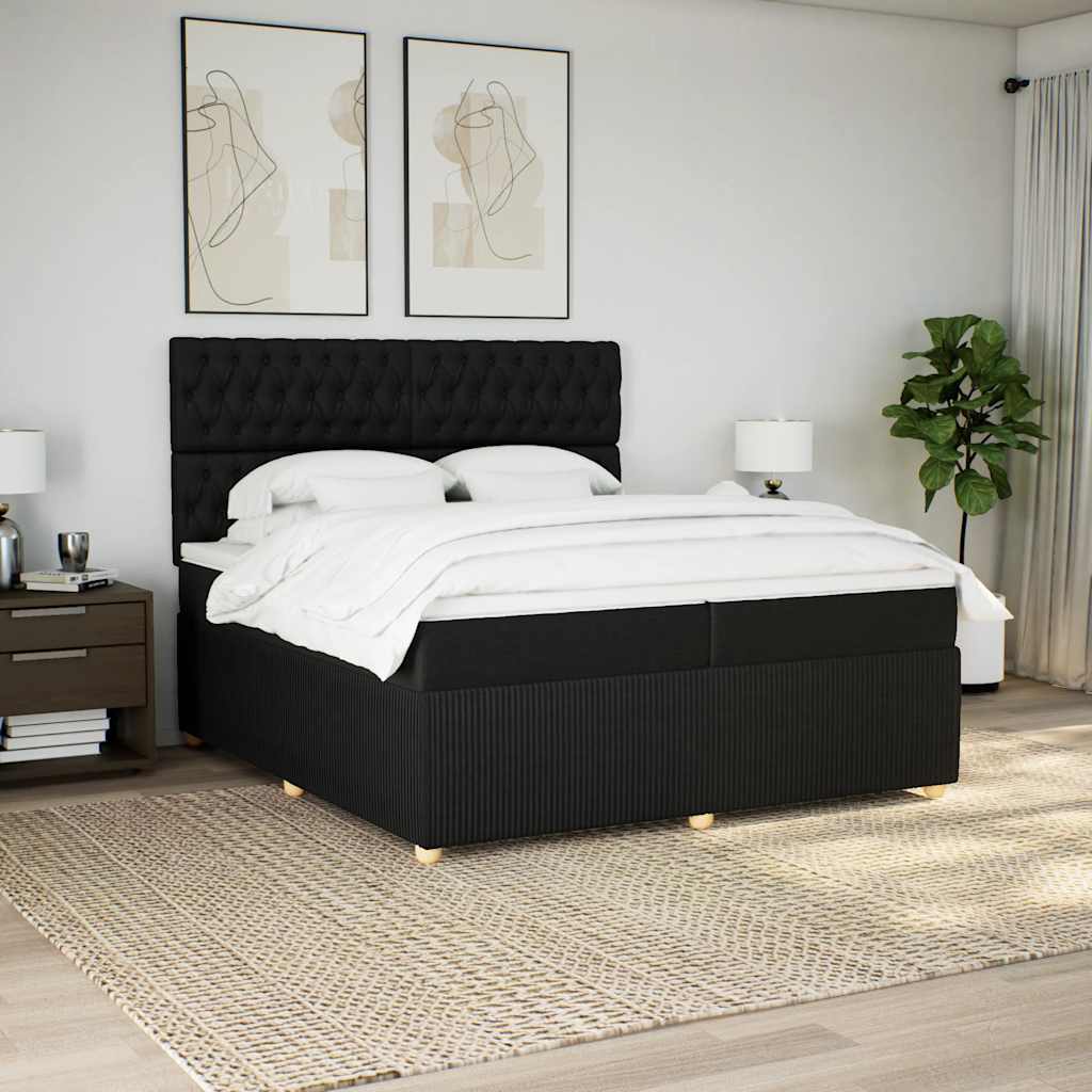 Sommier à lattes de lit avec matelas Noir 200x200 cm Tissu - XIOS
