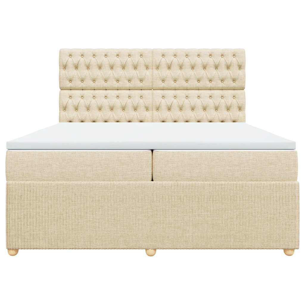 Sommier à lattes de lit avec matelas Crème 200x200 cm Tissu - XIOS