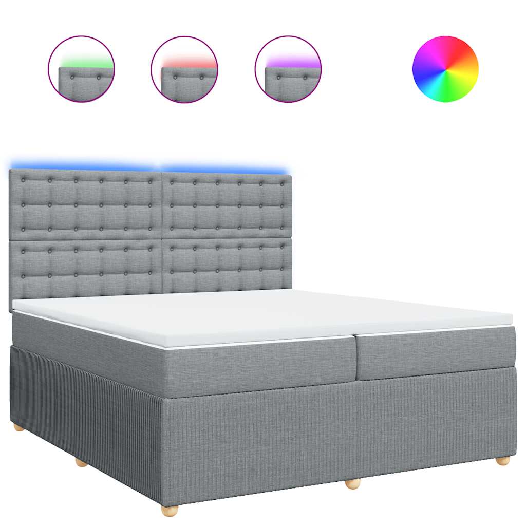 Sommier à lattes de lit avec matelas Gris clair 200x200cm Tissu - XIOS