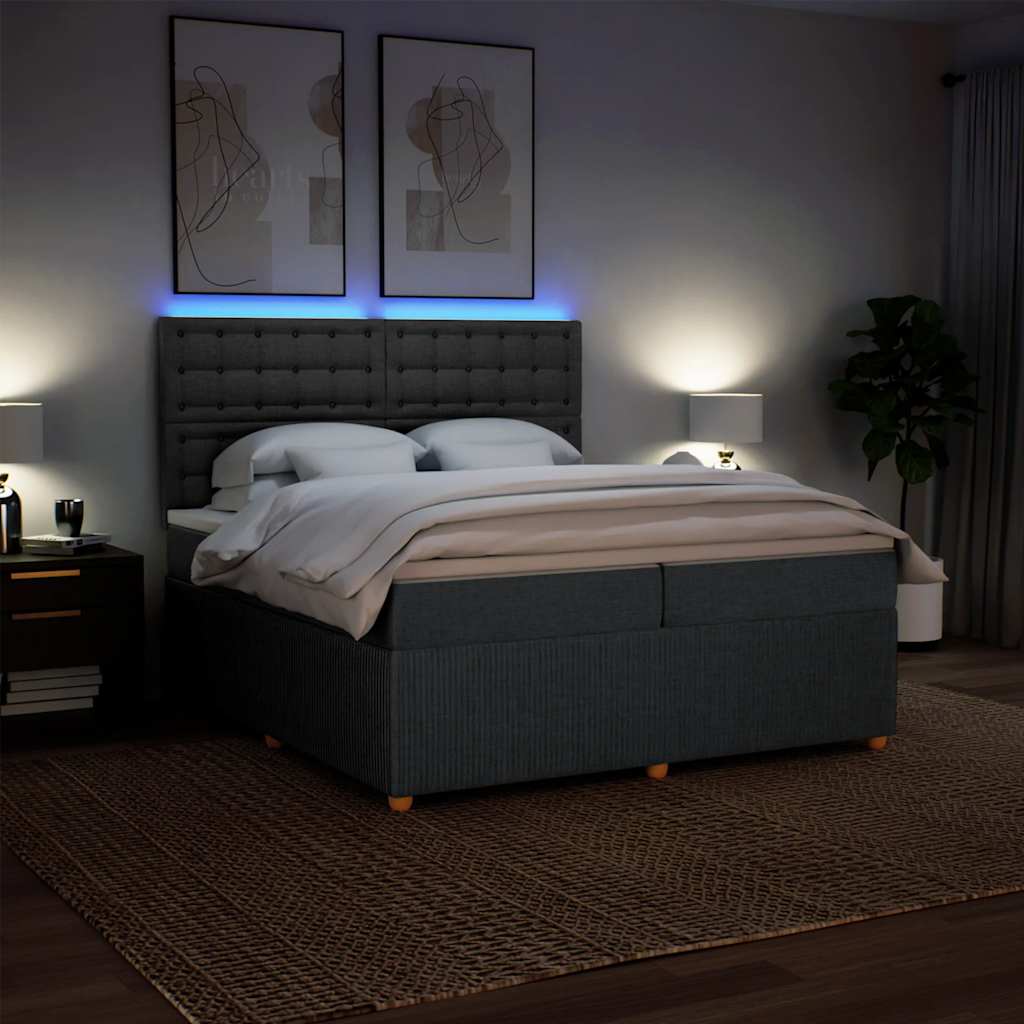 Sommier à lattes de lit avec matelas Gris foncé 200x200cm Tissu - XIOS
