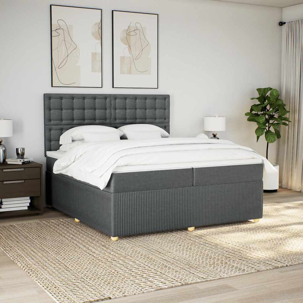 Sommier à lattes de lit avec matelas Gris foncé 200x200cm Tissu - XIOS