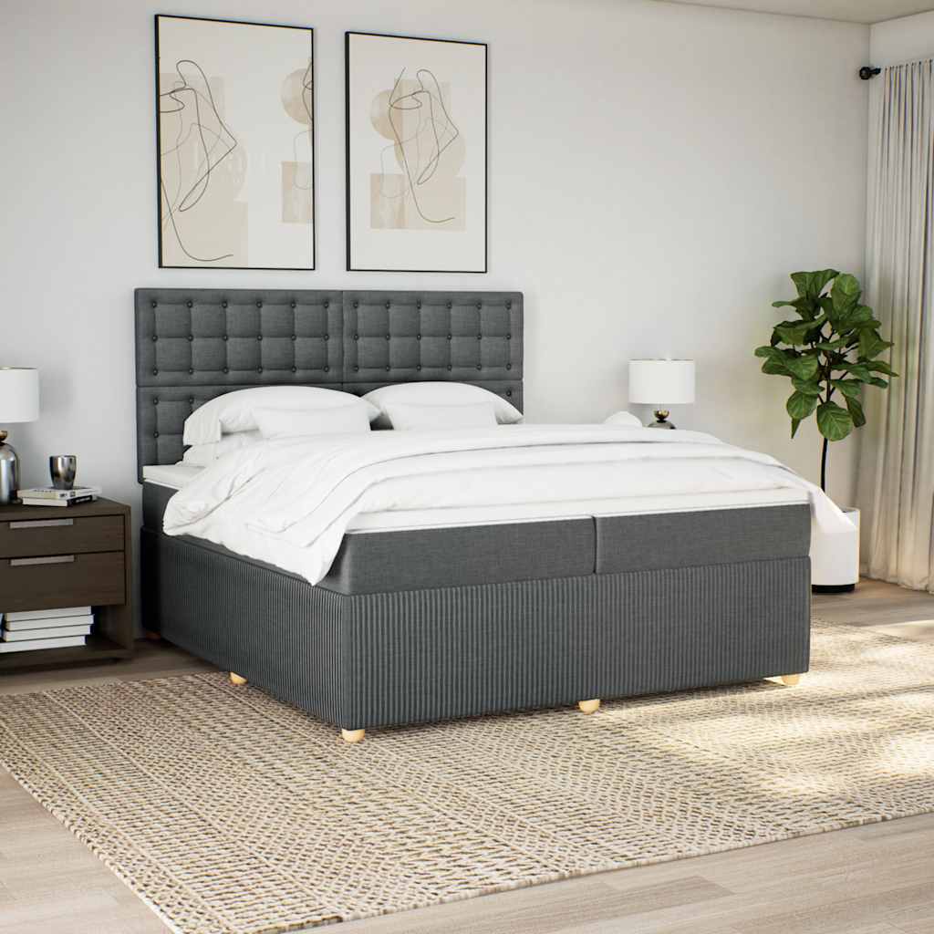Sommier à lattes de lit avec matelas Gris foncé 200x200cm Tissu - XIOS