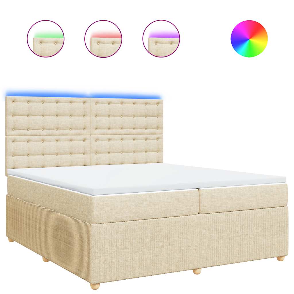 Sommier à lattes de lit avec matelas Crème 200x200 cm Tissu - XIOS