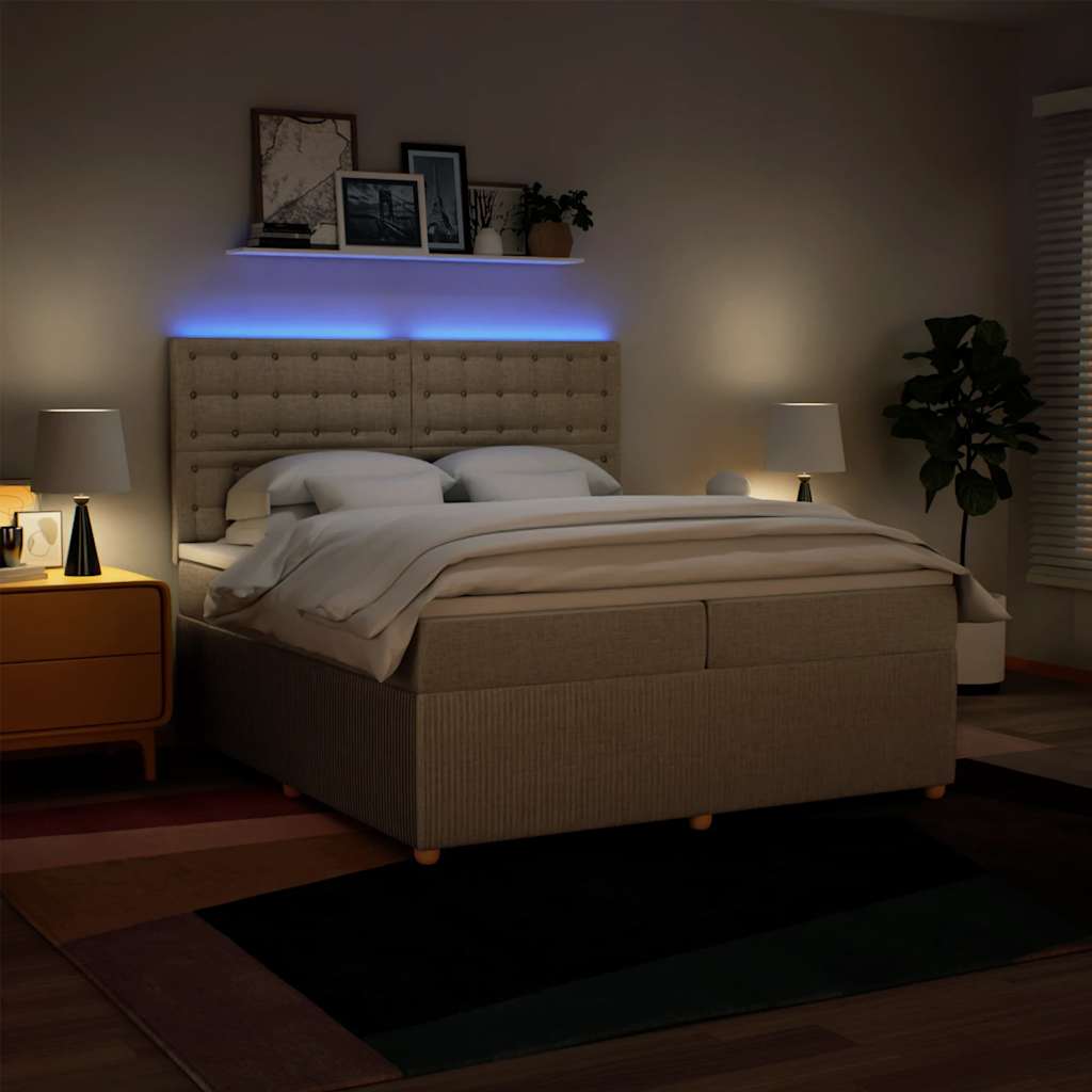 Sommier à lattes de lit avec matelas Crème 200x200 cm Tissu - XIOS