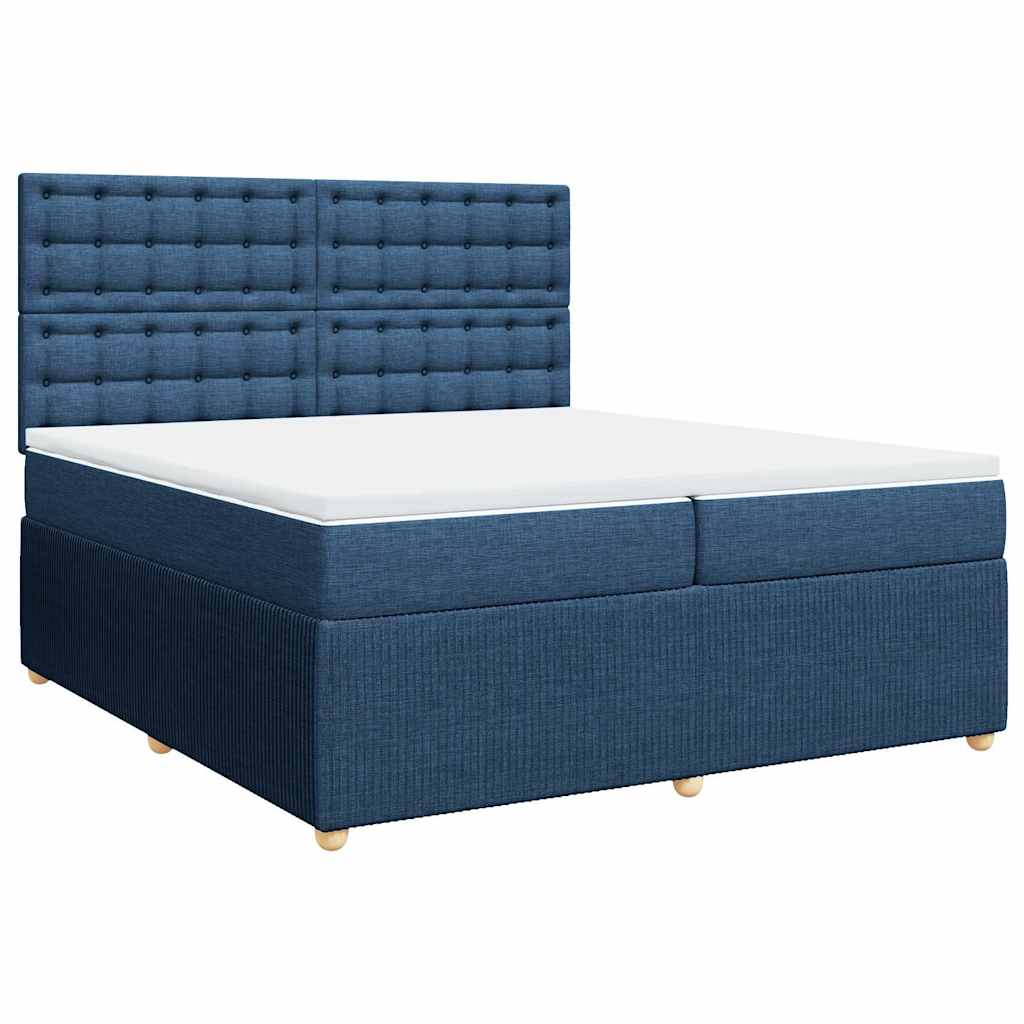 Sommier à lattes de lit avec matelas Bleu 200x200 cm Tissu - XIOS