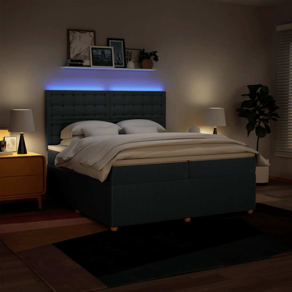 Sommier à lattes de lit avec matelas Bleu 200x200 cm Tissu - XIOS