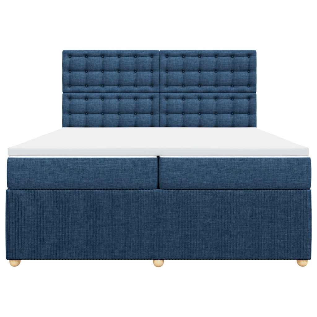 Sommier à lattes de lit avec matelas Bleu 200x200 cm Tissu - XIOS