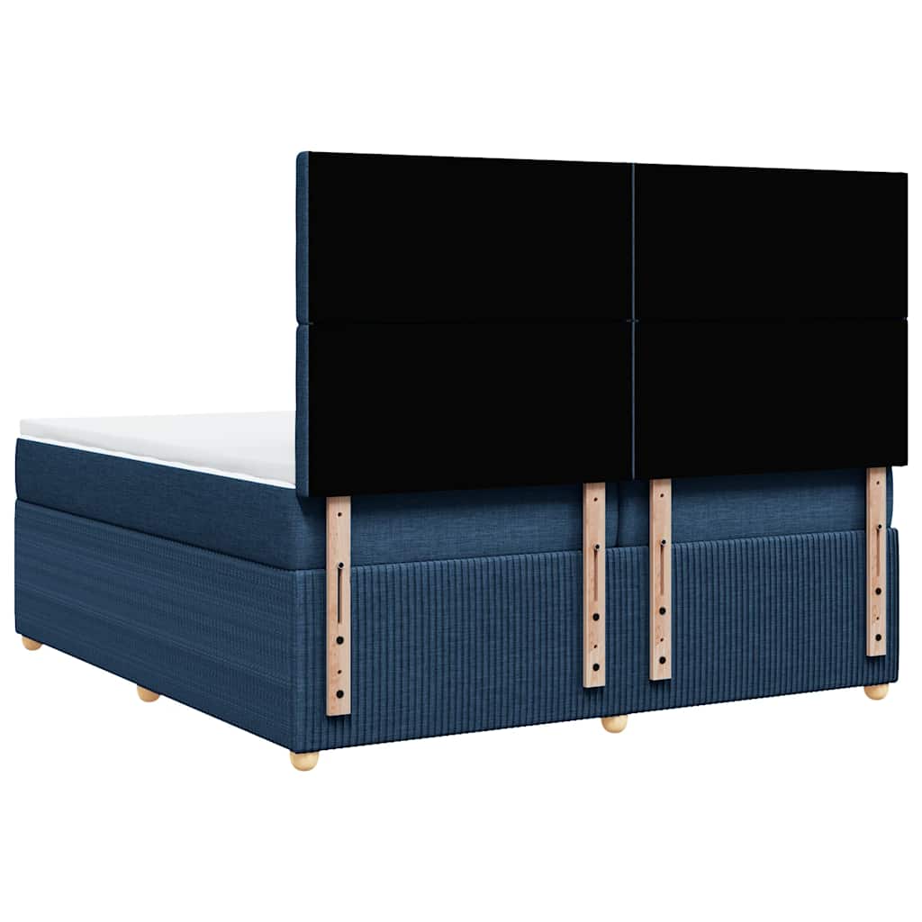 Sommier à lattes de lit avec matelas Bleu 200x200 cm Tissu - XIOS