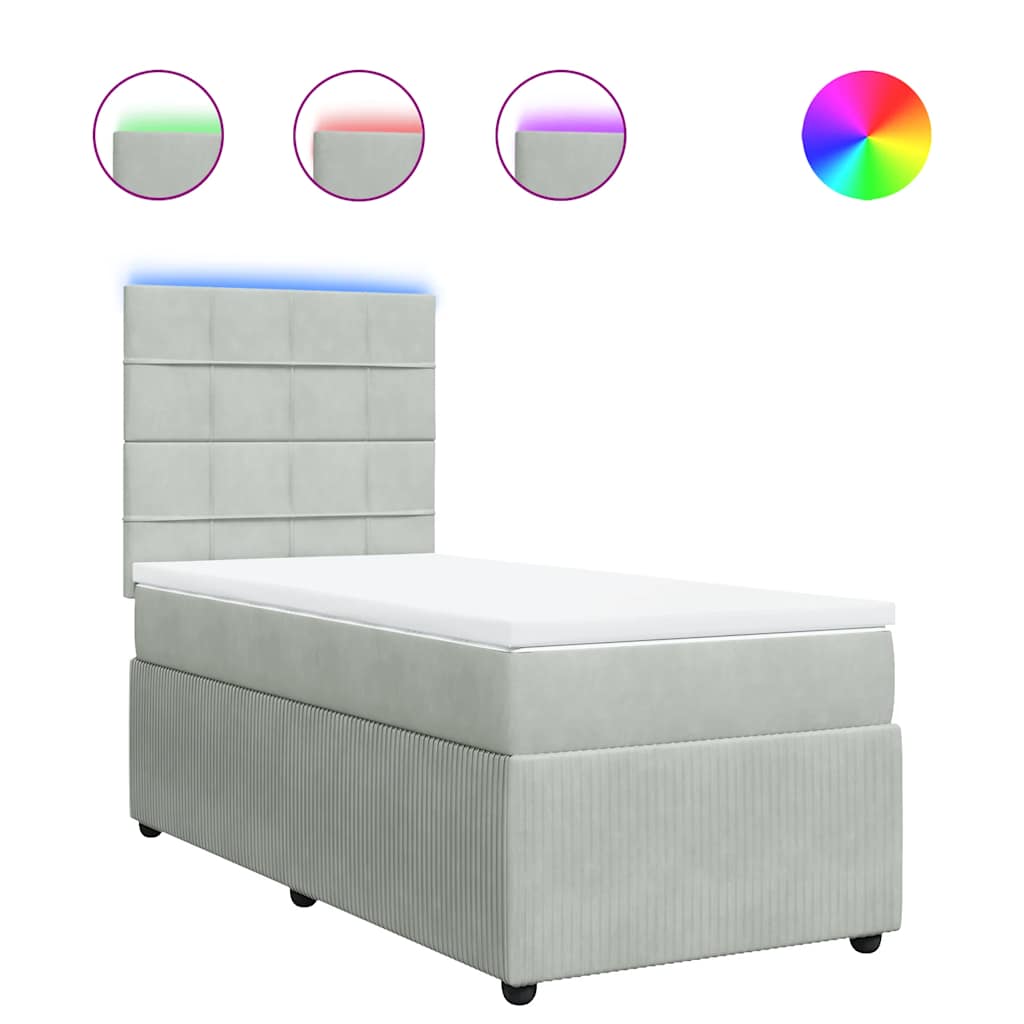 Sommier à lattes de lit et matelas Gris clair 80x200 cm Velours - XIOS