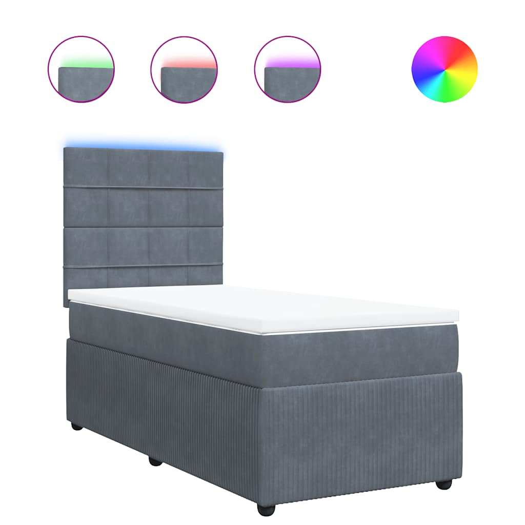 Sommier à lattes de lit et matelas Gris foncé 80x200 cm Velours - XIOS