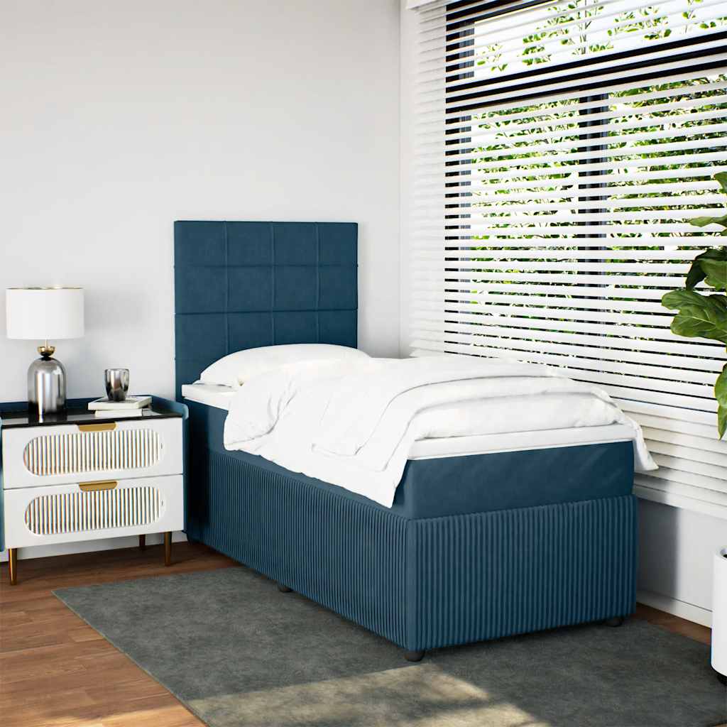 Sommier à lattes de lit avec matelas bleu 80x200 cm velours - XIOS