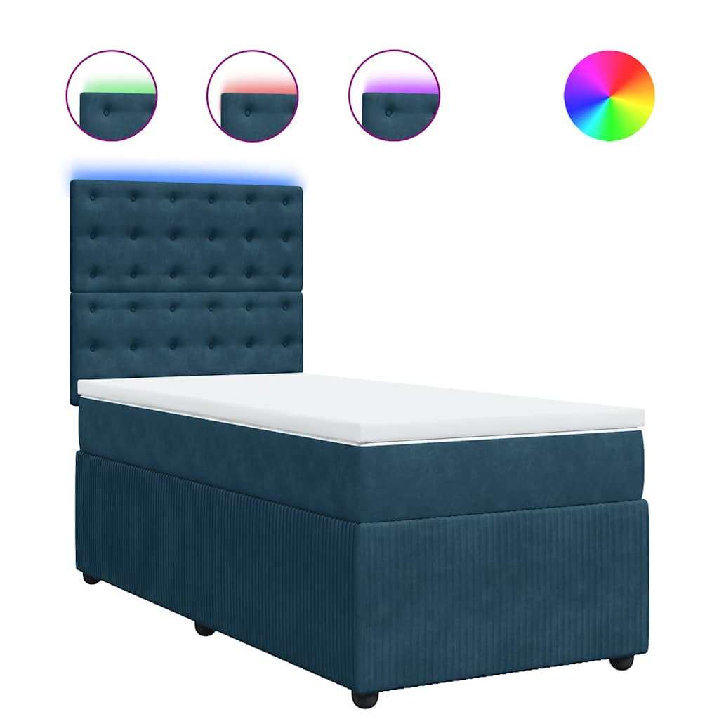 Sommier à lattes de lit avec matelas bleu 80x200 cm velours - XIOS