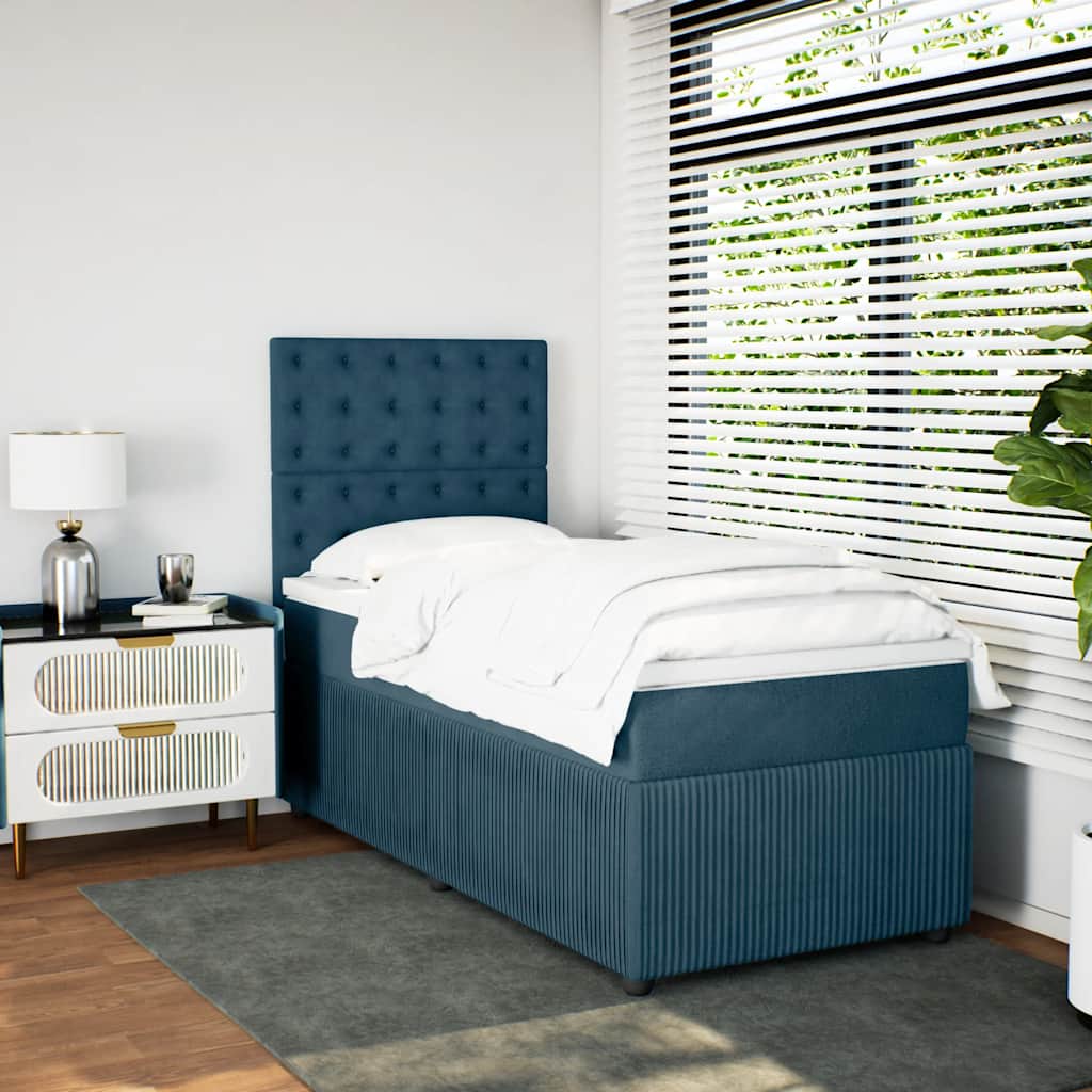 Sommier à lattes de lit avec matelas bleu 80x200 cm velours - XIOS