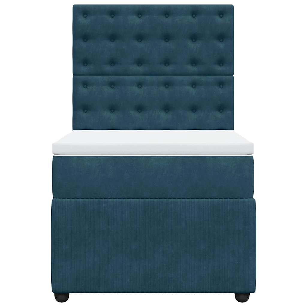 Sommier à lattes de lit avec matelas bleu 80x200 cm velours - XIOS