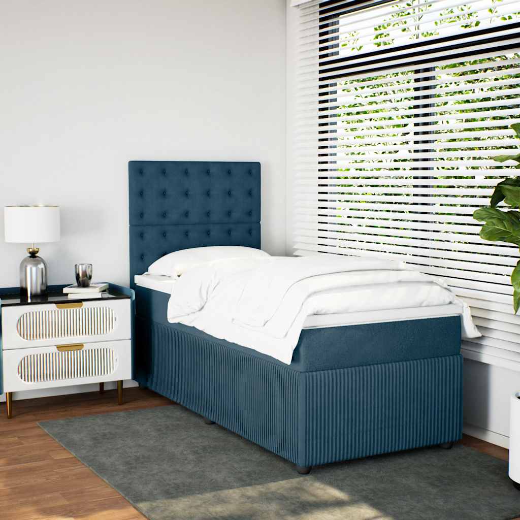 Sommier à lattes de lit avec matelas bleu 80x200 cm velours - XIOS