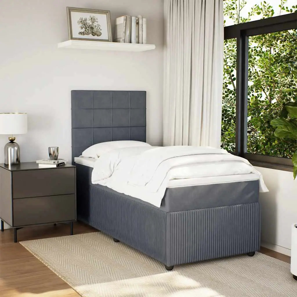 Sommier à lattes de lit et matelas Gris foncé 90x190 cm Velours - XIOS