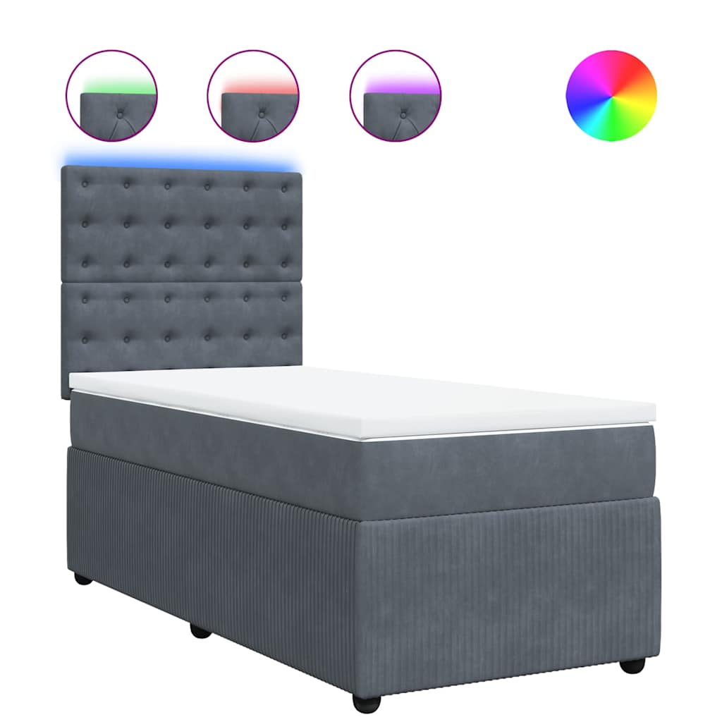 Sommier à lattes de lit et matelas Gris foncé 90x190 cm Velours - XIOS