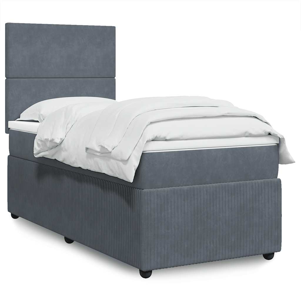 Sommier à lattes de lit et matelas Gris foncé 90x200 cm Velours - XIOS