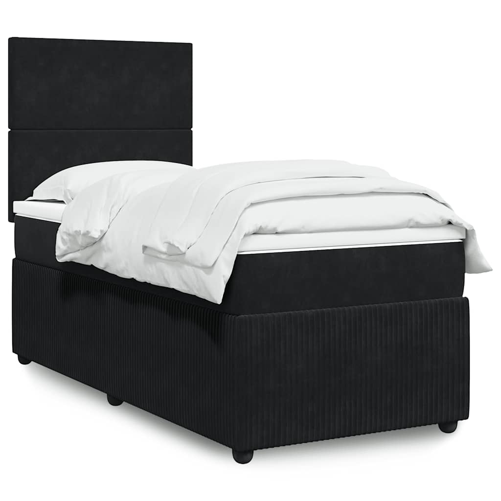 Sommier à lattes de lit avec matelas Noir 90x200 cm Velours - XIOS