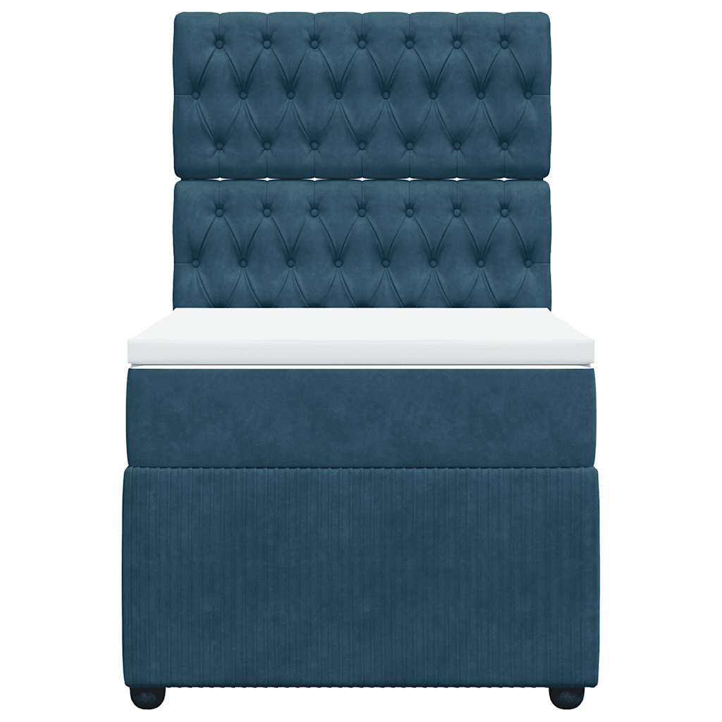 Sommier à lattes de lit avec matelas bleu 90x200 cm velours