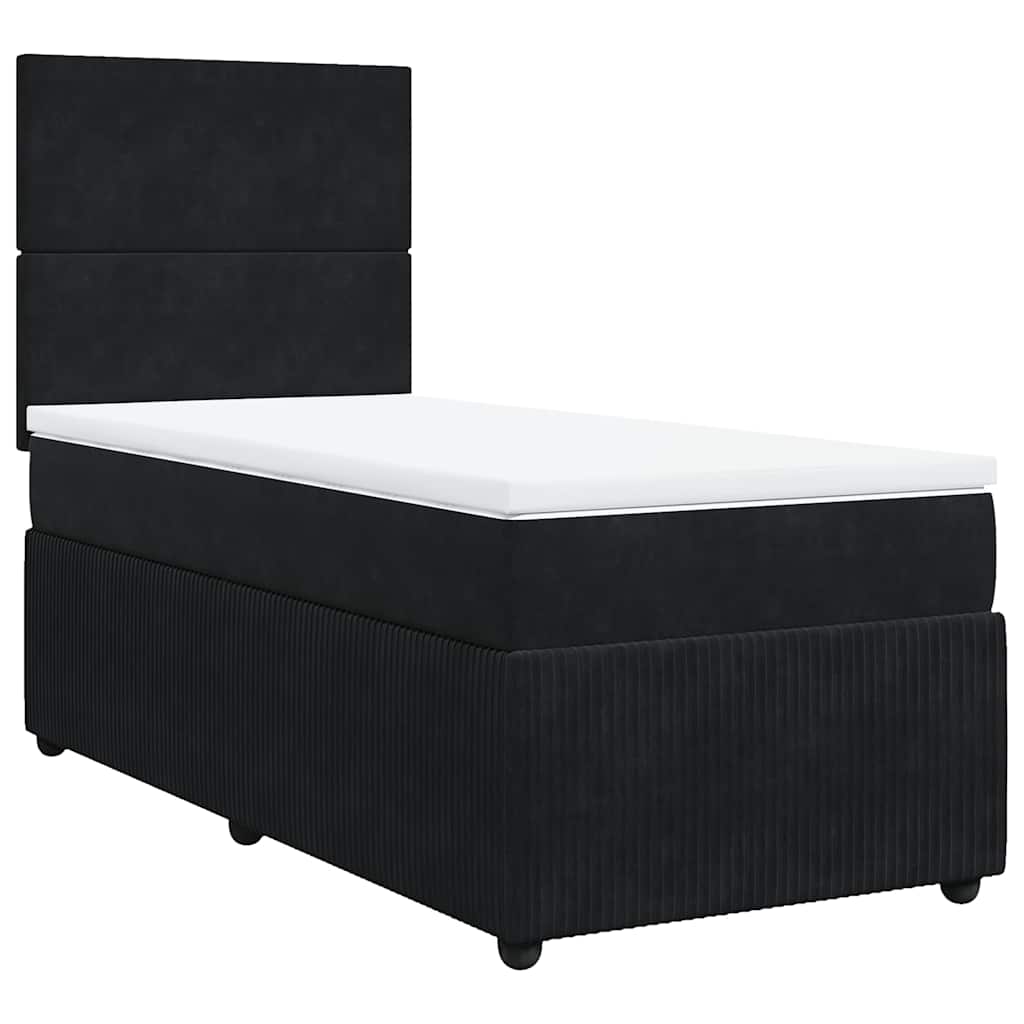 Sommier à lattes de lit avec matelas Noir 100x200 cm Velours - XIOS