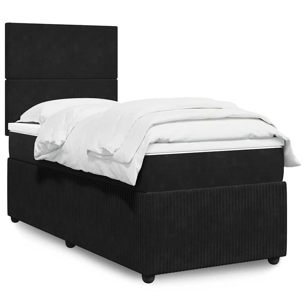 Sommier à lattes de lit avec matelas Noir 100x200 cm Velours - XIOS