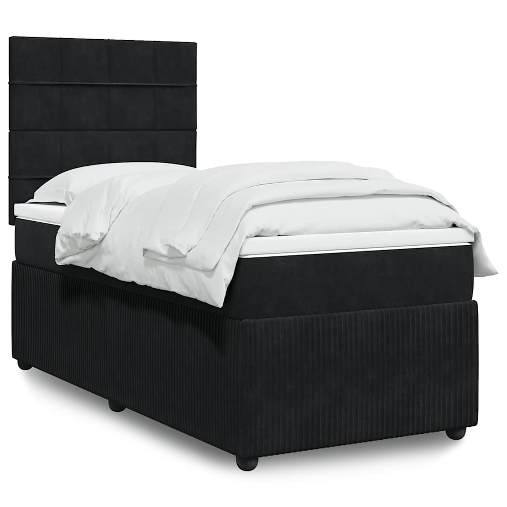 Sommier à lattes de lit avec matelas Noir 100x200 cm Velours - XIOS