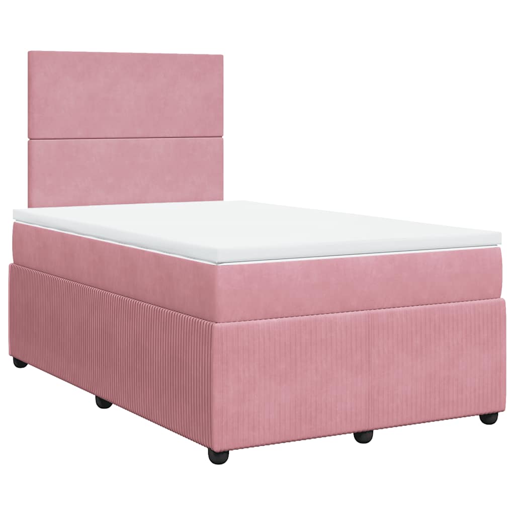 Sommier à lattes de lit avec matelas rose 120x190 cm velours - XIOS