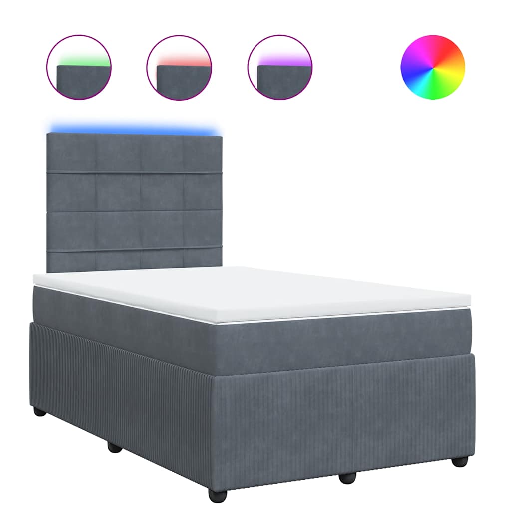 Sommier à lattes de lit et matelas gris foncé 120x190cm velours - XIOS