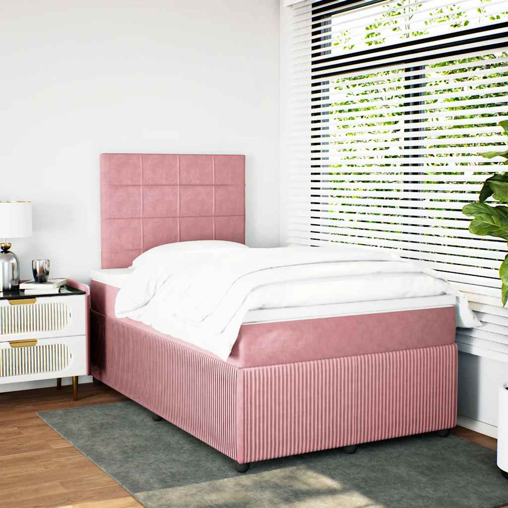 Sommier à lattes de lit avec matelas rose 120x190 cm velours - XIOS