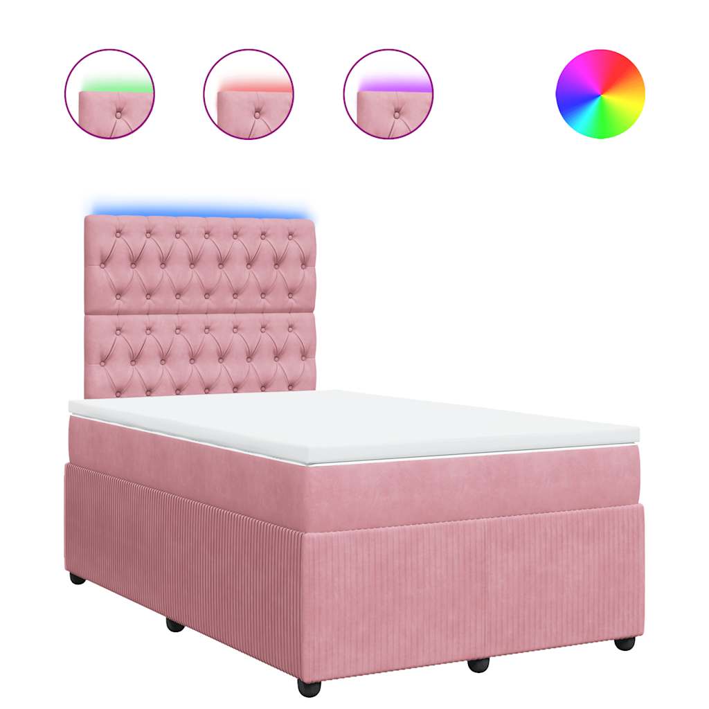 Sommier à lattes de lit avec matelas rose 120x190 cm velours - XIOS