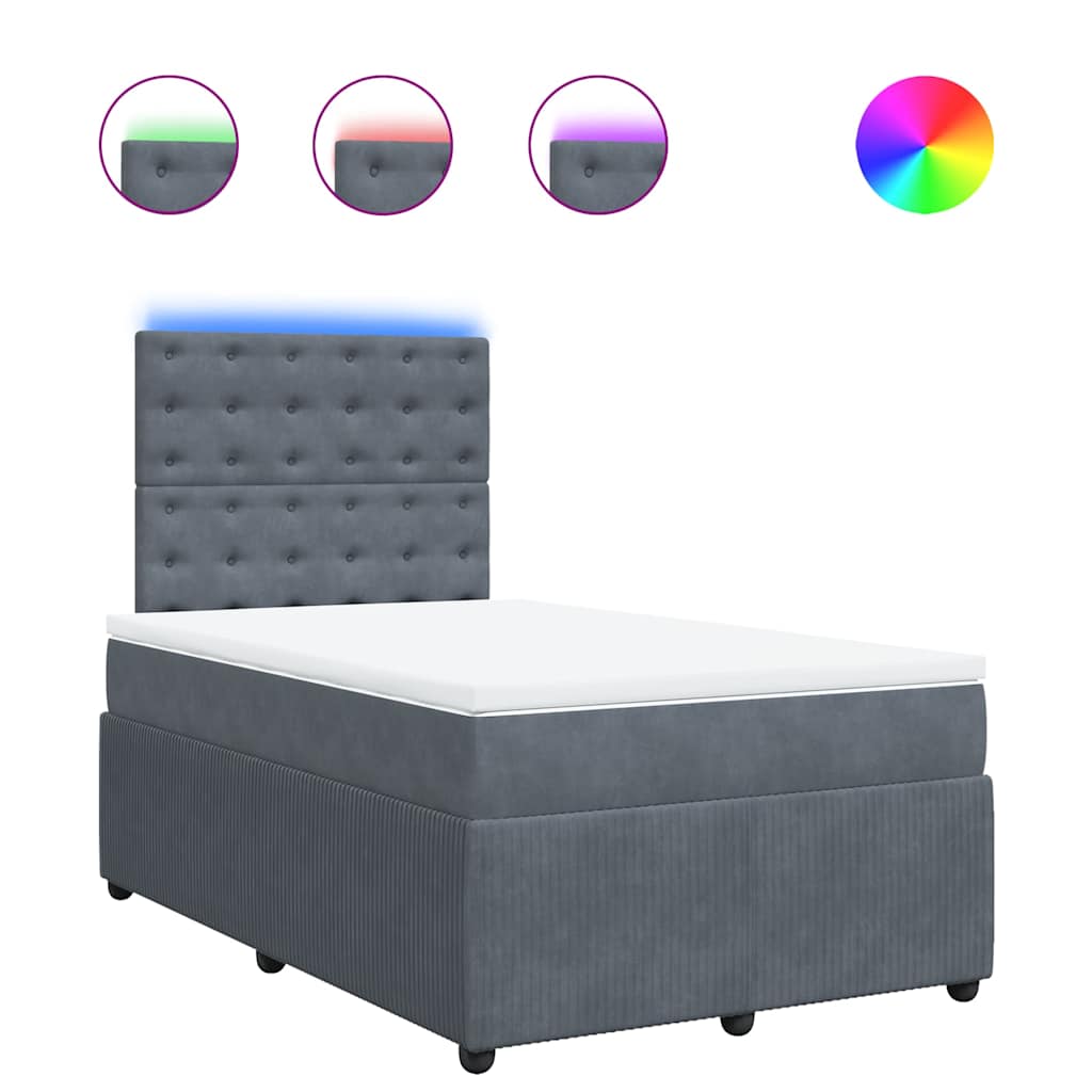 Sommier à lattes de lit et matelas gris foncé 120x190cm velours - XIOS