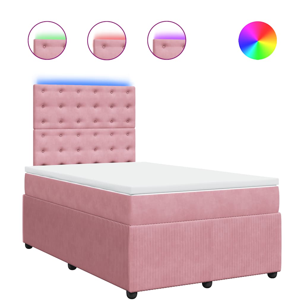 Sommier à lattes de lit avec matelas rose 120x190 cm velours - XIOS