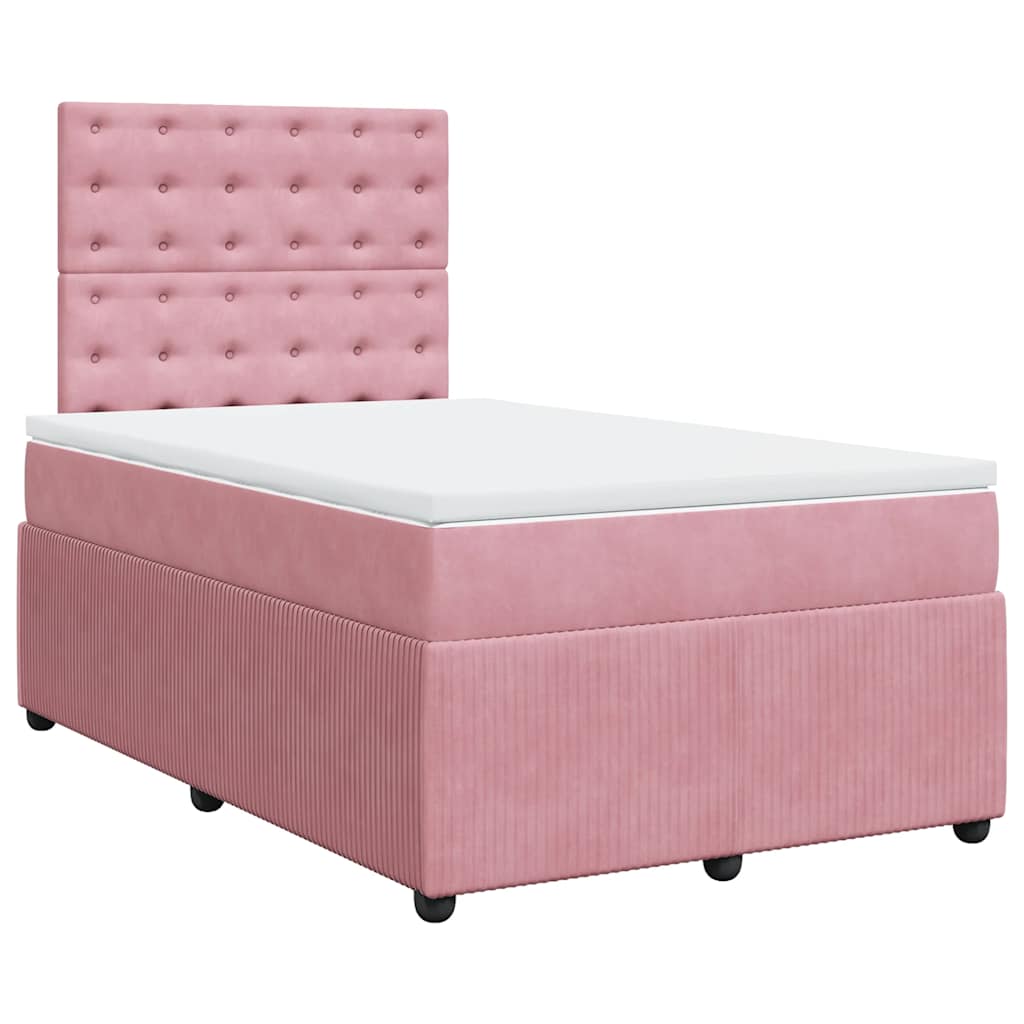 Sommier à lattes de lit avec matelas rose 120x190 cm velours - XIOS