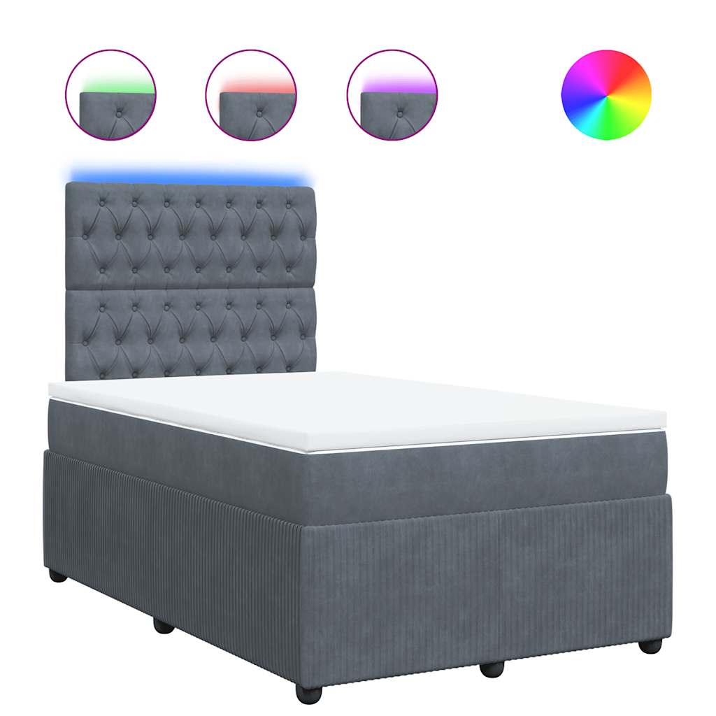 Sommier à lattes de lit et matelas Gris foncé 120x200cm Velours - XIOS