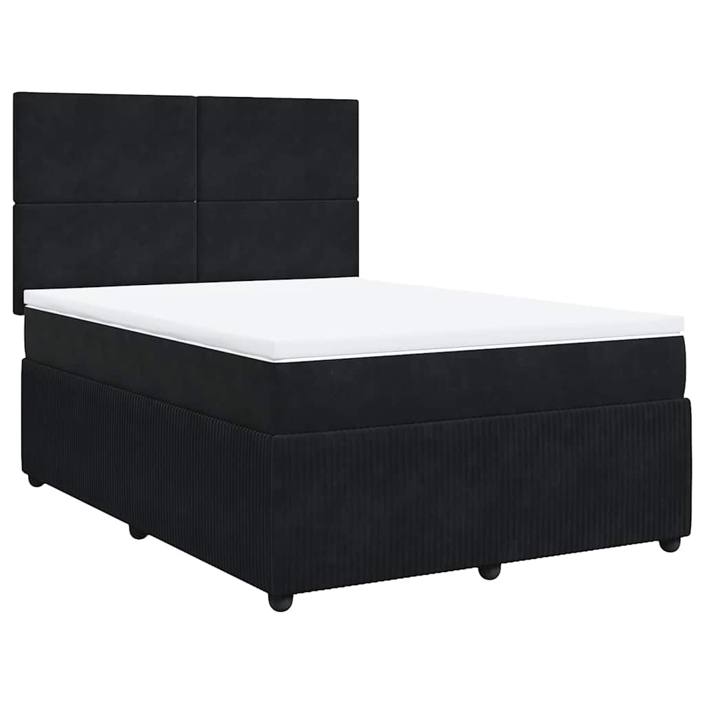 Sommier à lattes de lit avec matelas Noir 140x190 cm Velours - XIOS