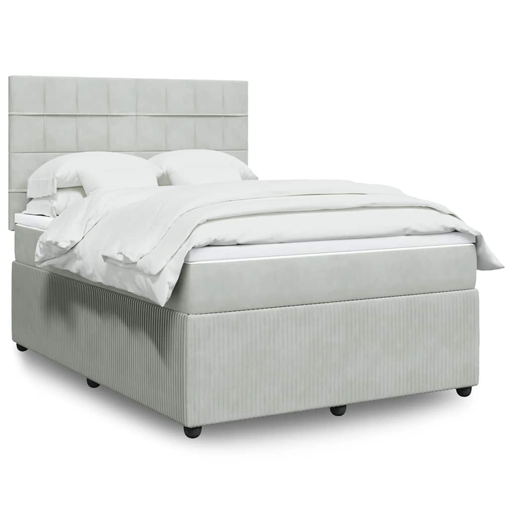 Sommier à lattes de lit et matelas Gris clair 140x190cm Velours - XIOS