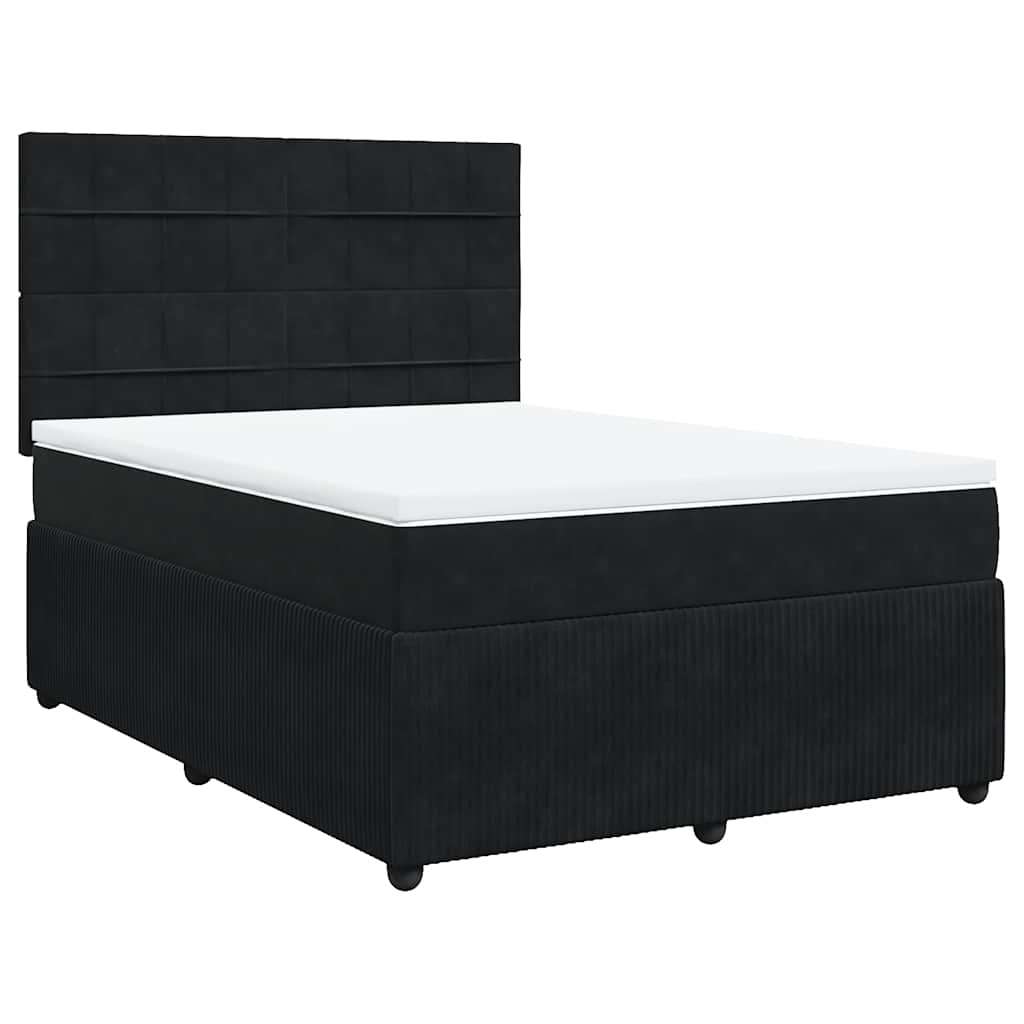 Sommier à lattes de lit avec matelas Noir 140x190 cm Velours - XIOS