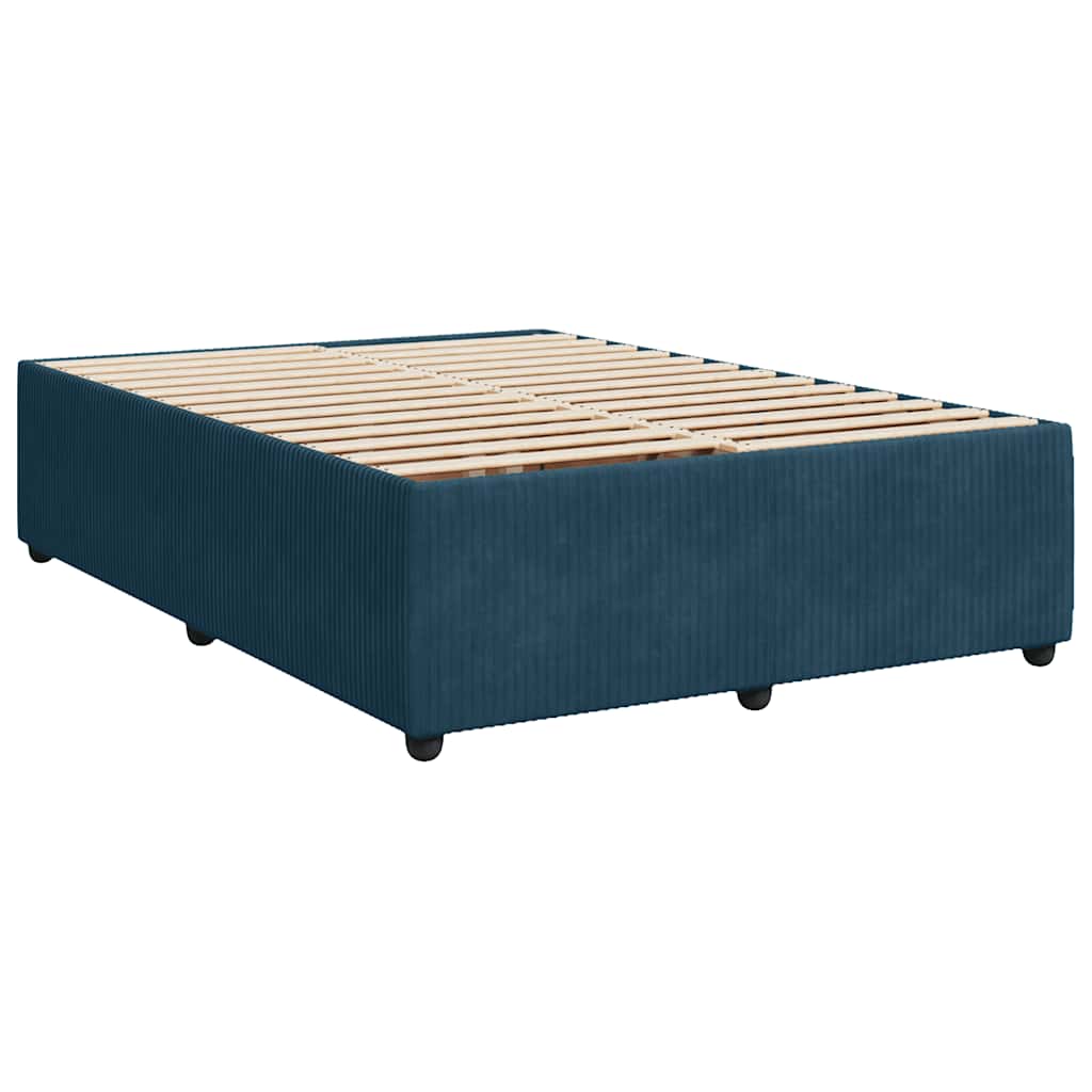 Sommier à lattes de lit et matelas bleu 140x190 cm velours - XIOS