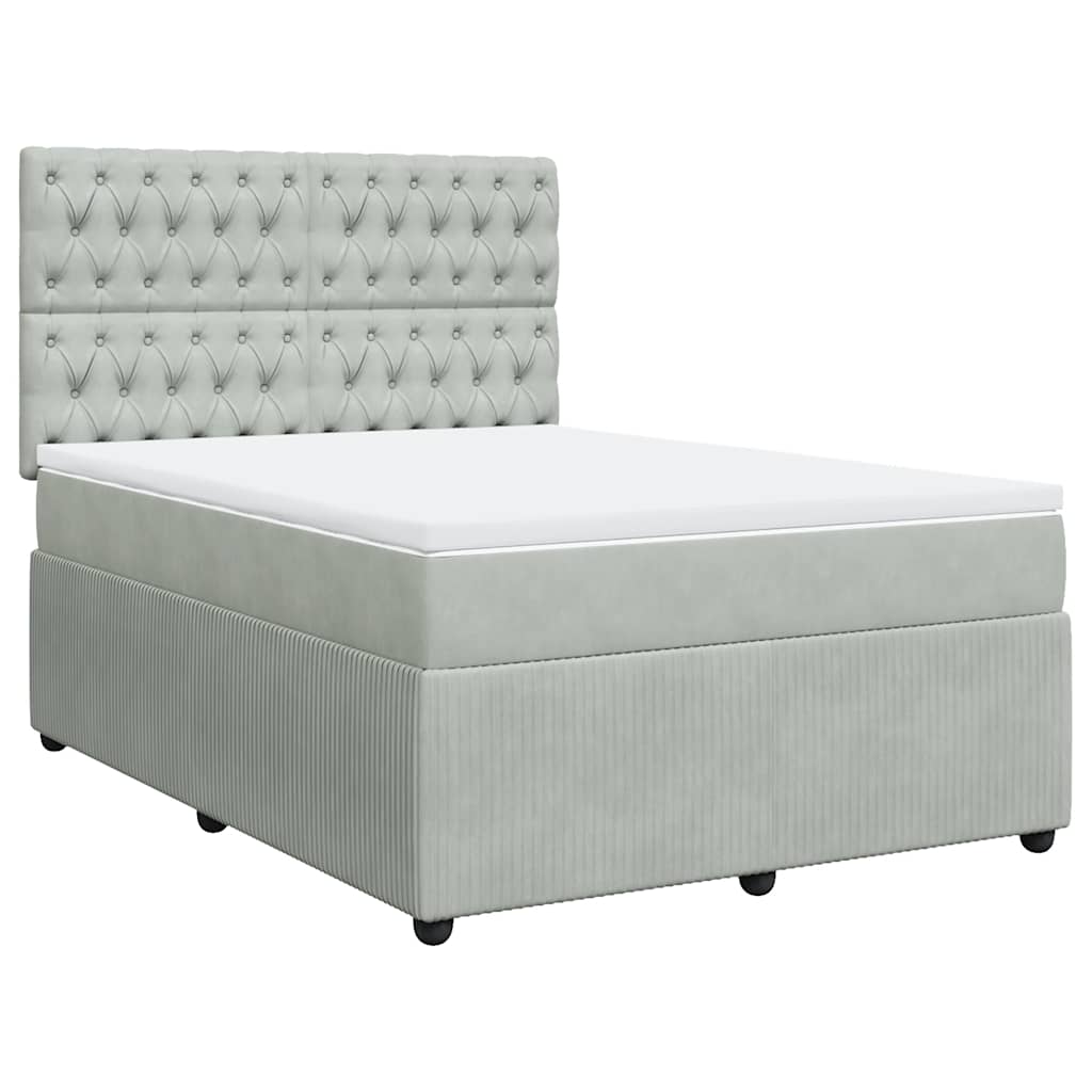 Sommier à lattes de lit et matelas Gris clair 140x190cm Velours - XIOS