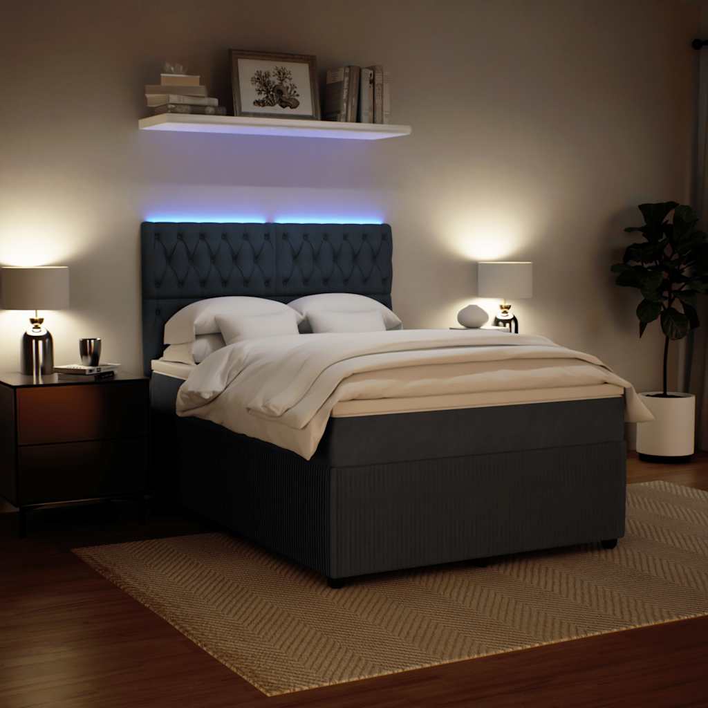 Sommier à lattes de lit et matelas Gris foncé 140x190cm Velours - XIOS