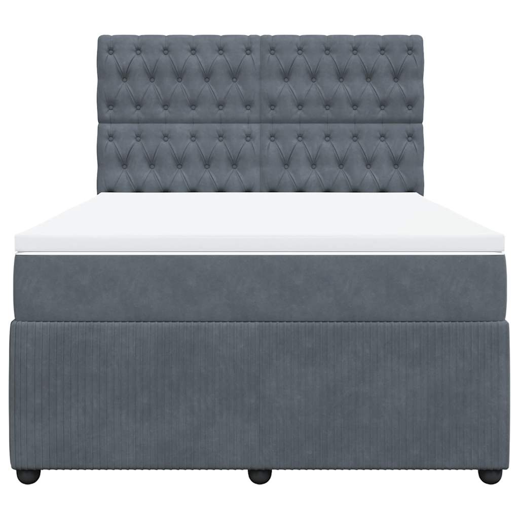 Sommier à lattes de lit et matelas Gris foncé 140x190cm Velours - XIOS