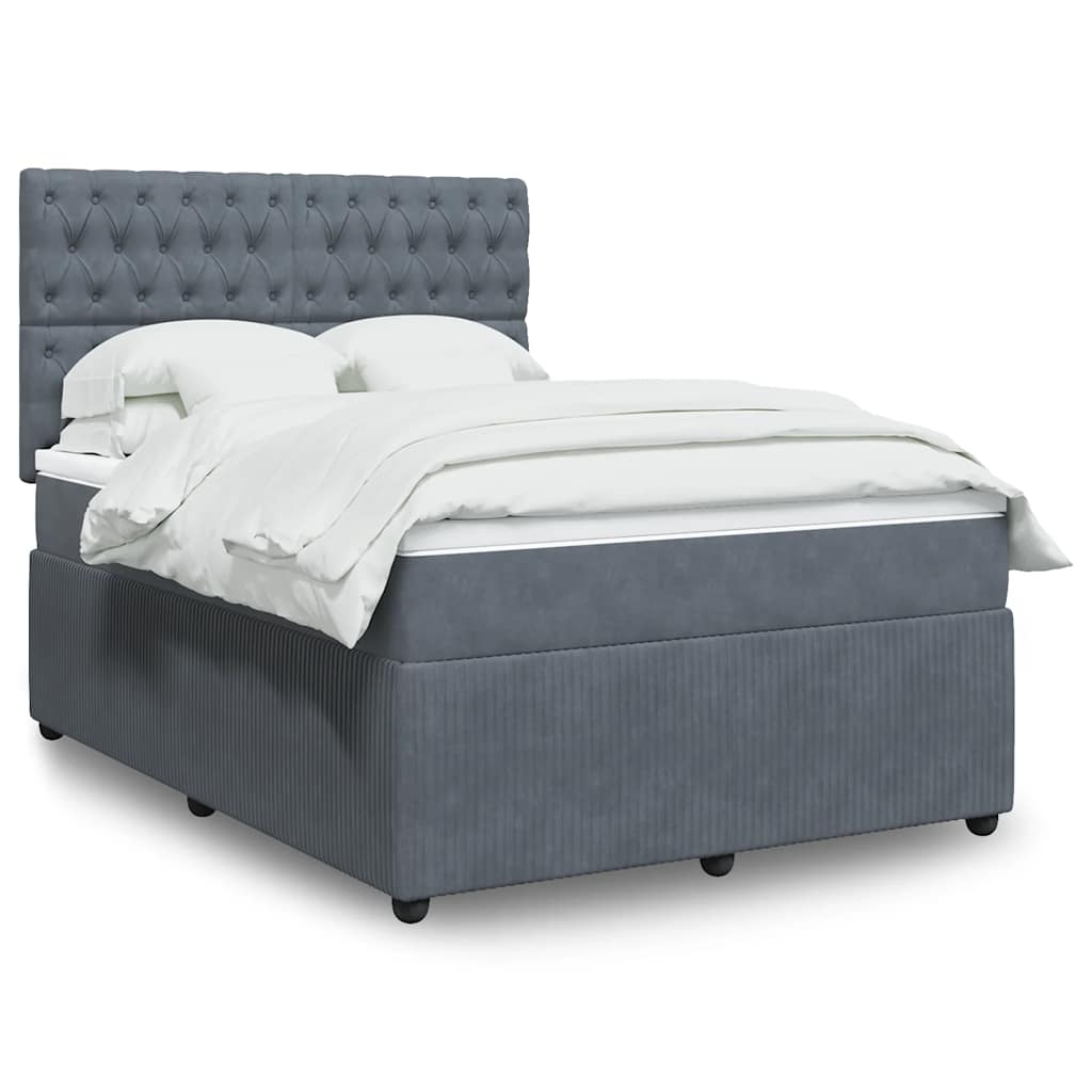 Sommier à lattes de lit et matelas Gris foncé 140x190cm Velours - XIOS