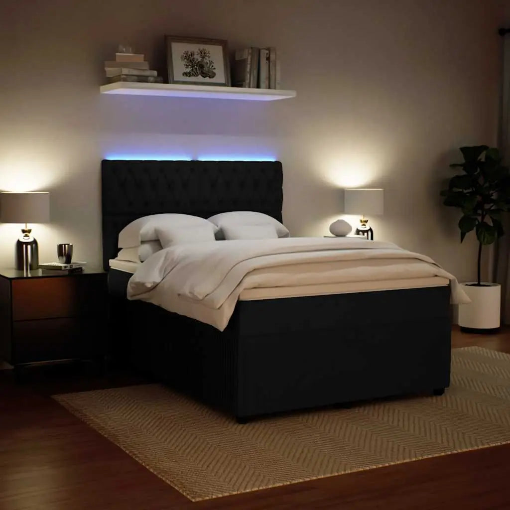 Sommier à lattes de lit avec matelas Noir 140x190 cm Velours - XIOS