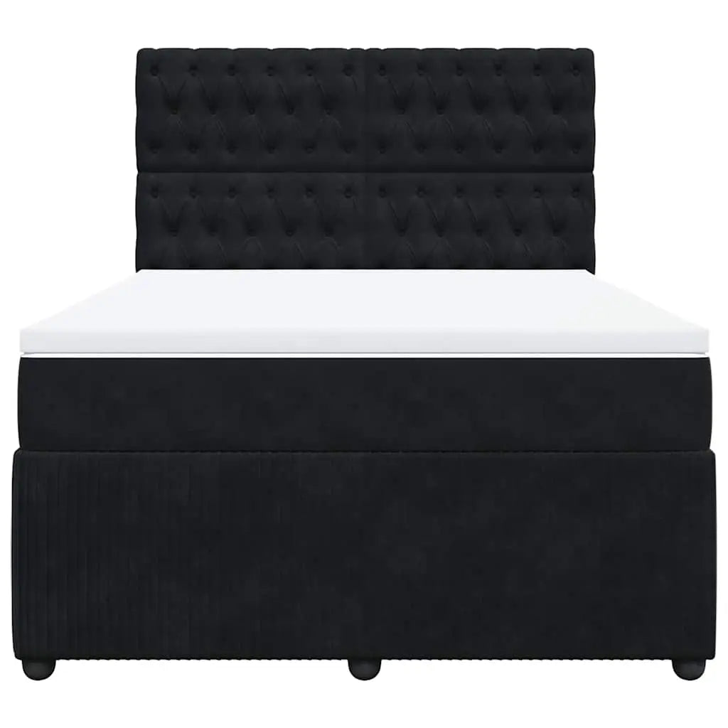Sommier à lattes de lit avec matelas Noir 140x190 cm Velours - XIOS