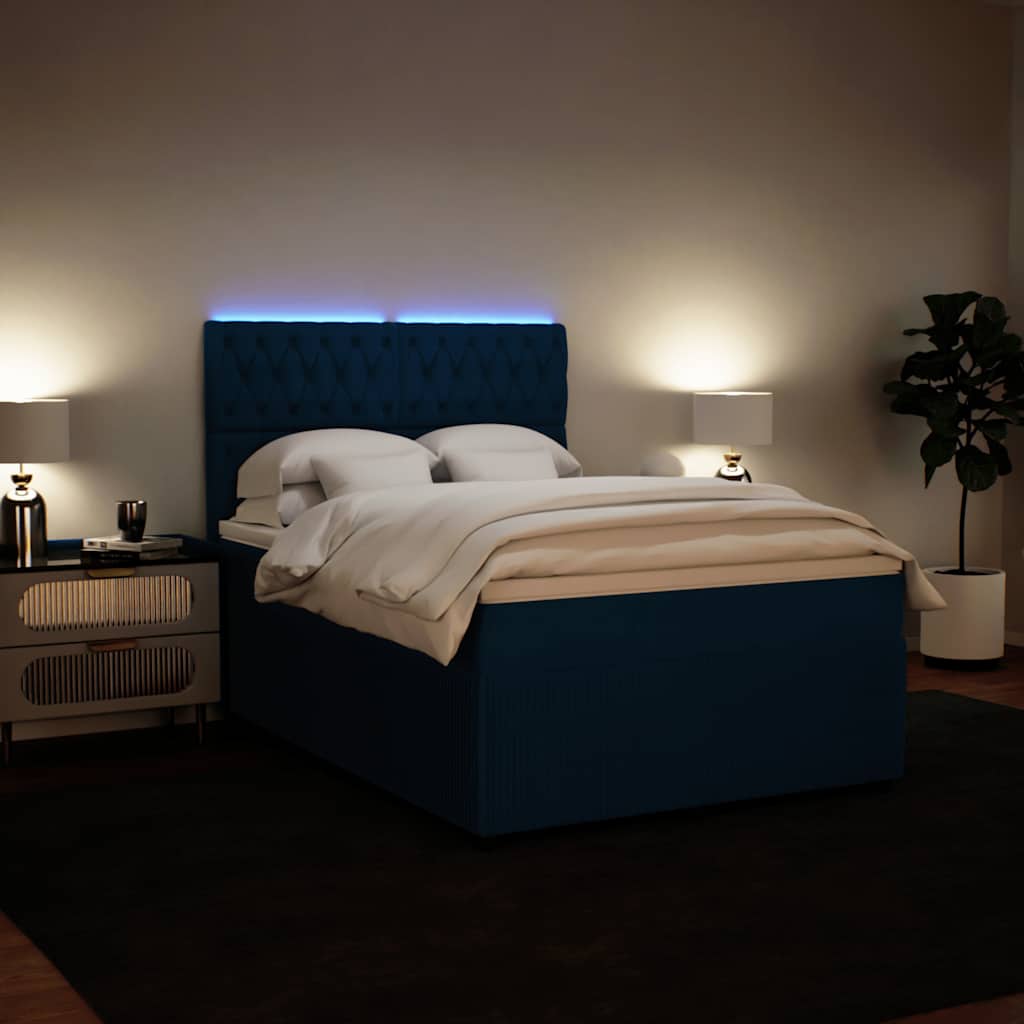 Sommier à lattes de lit et matelas bleu 140x190 cm velours - XIOS