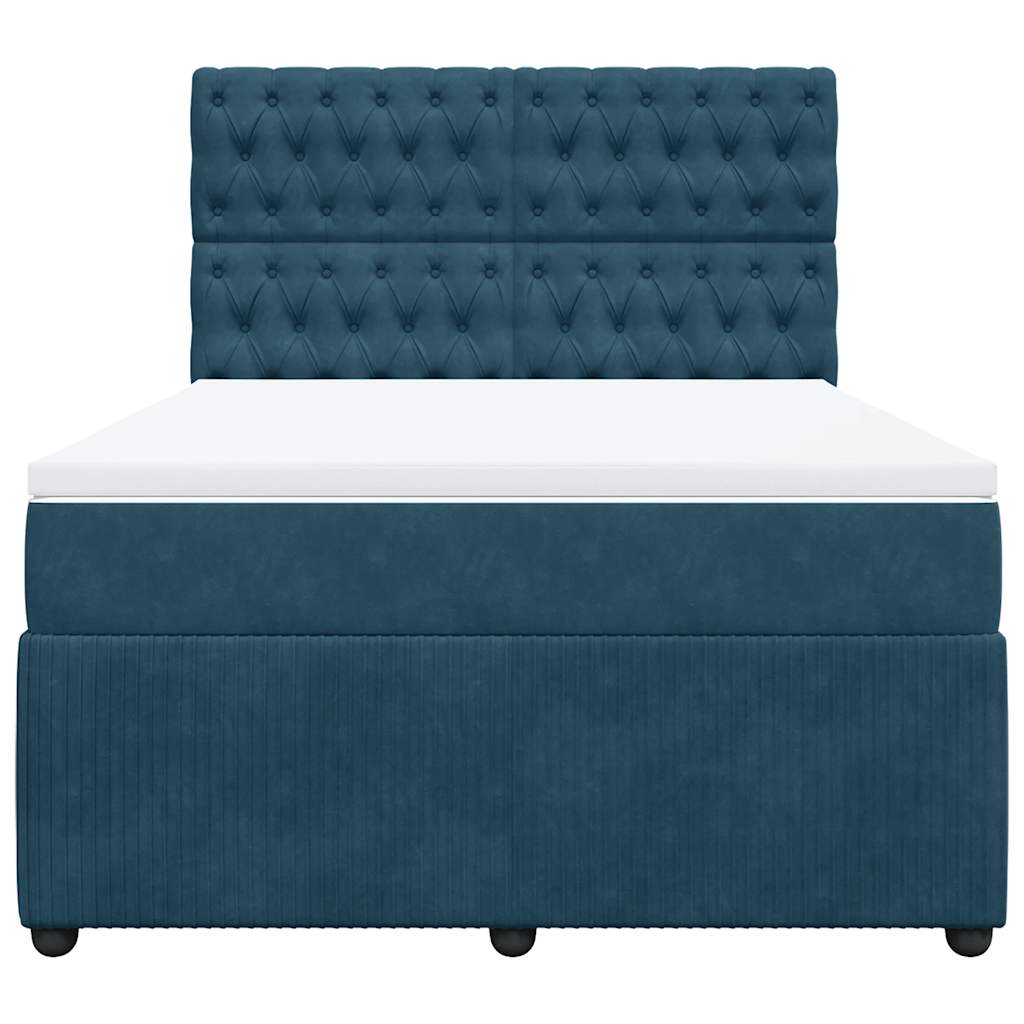 Sommier à lattes de lit et matelas bleu 140x190 cm velours - XIOS