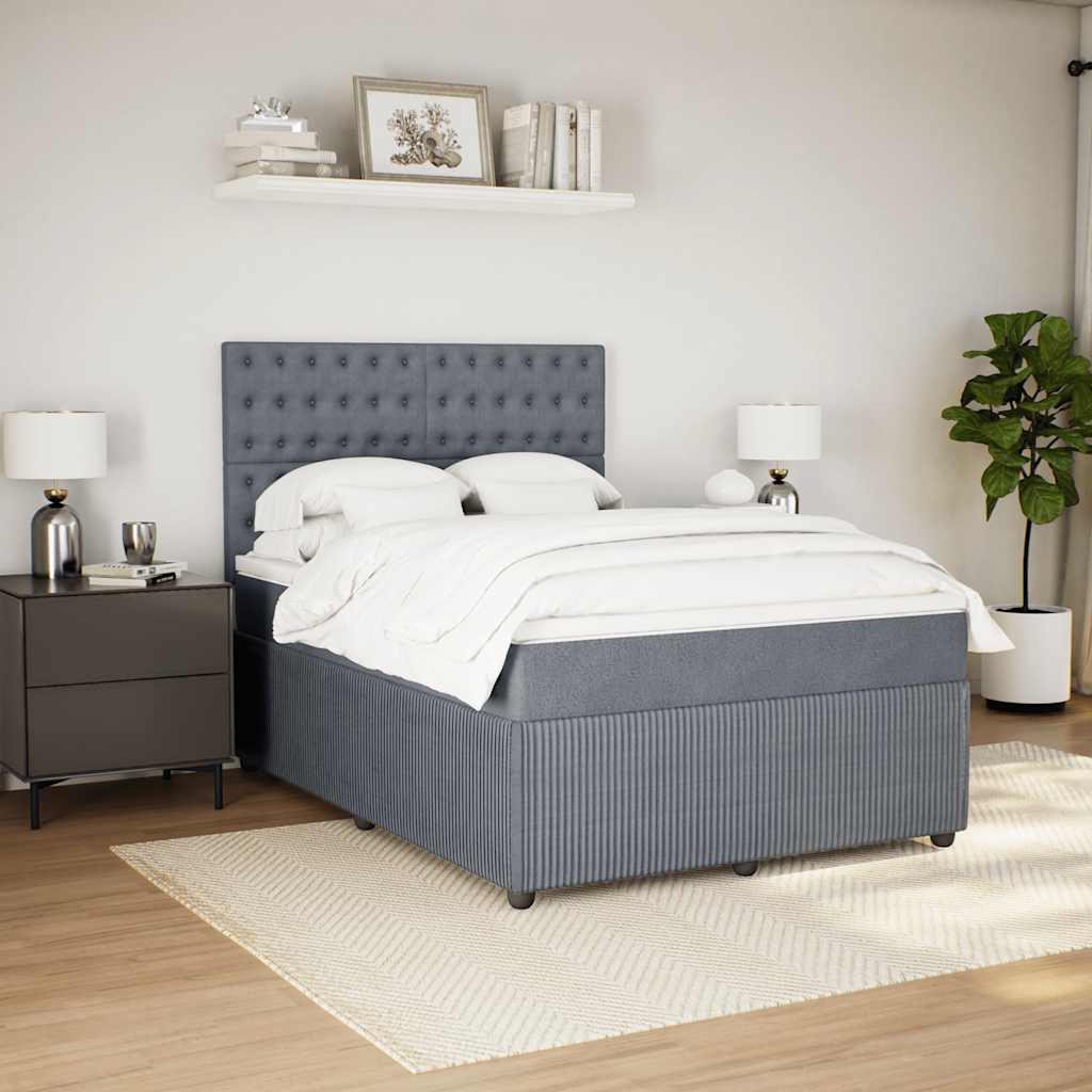 Sommier à lattes de lit et matelas Gris foncé 140x190cm Velours - XIOS