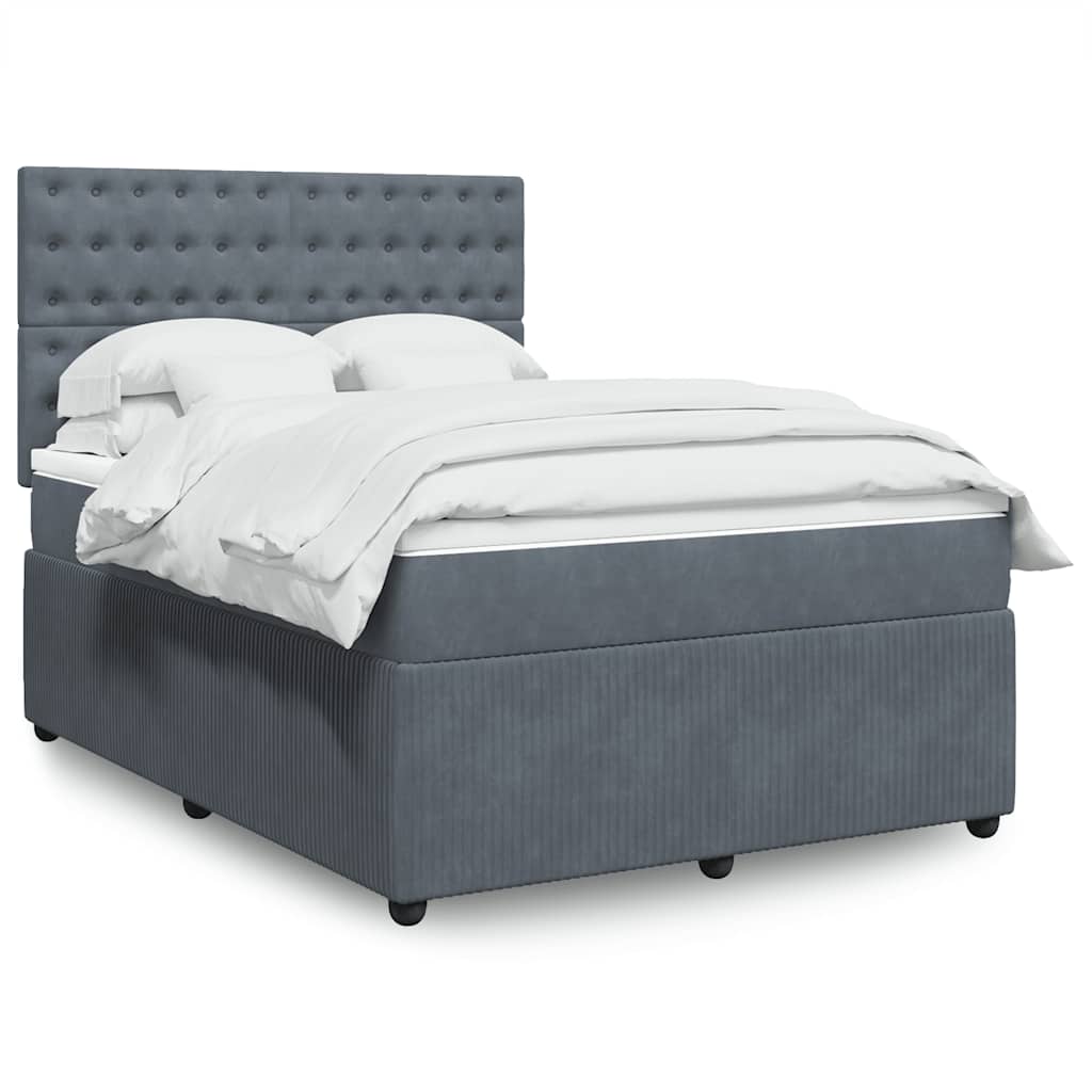 Sommier à lattes de lit et matelas Gris foncé 140x190cm Velours - XIOS