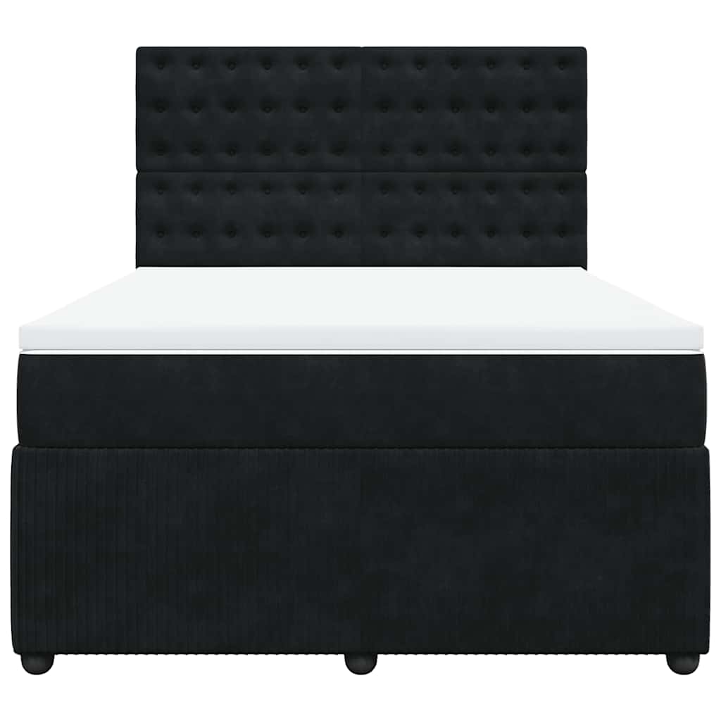 Sommier à lattes de lit avec matelas Noir 140x190 cm Velours - XIOS